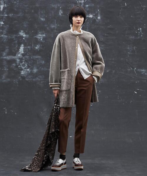 Drawer（ドゥロワー）の「＜Drawer（ドゥロワー）＞ ネップオックスバックシャーリングパンツ（その他パンツ・レディース・ターコイズブルー/ブラウン・40/38/36/34）」の12枚目の写真