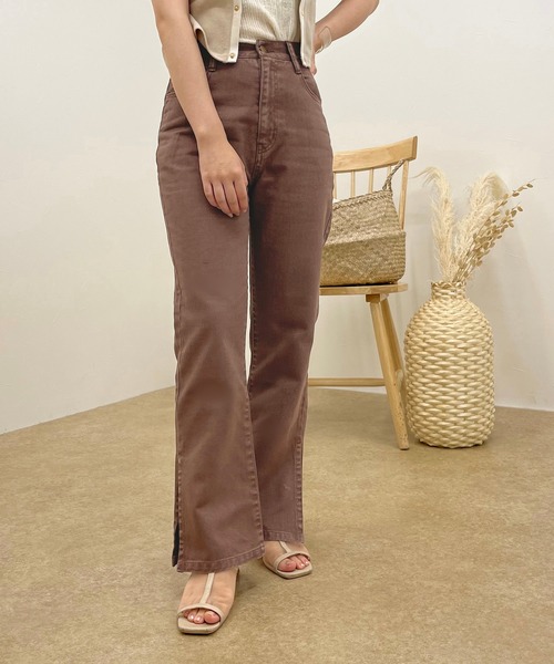 apres jour clair（アプレジュールクレア）の「【apres jour clair】スリットフレアデニム【ZOZOTOWN限定アイテム】（デニムパンツ・レディース・ピンク/インディゴブルー/ライトブルー/ブラウン・MEDIUM/X-LARGE/SMALL）」の13枚目の写真