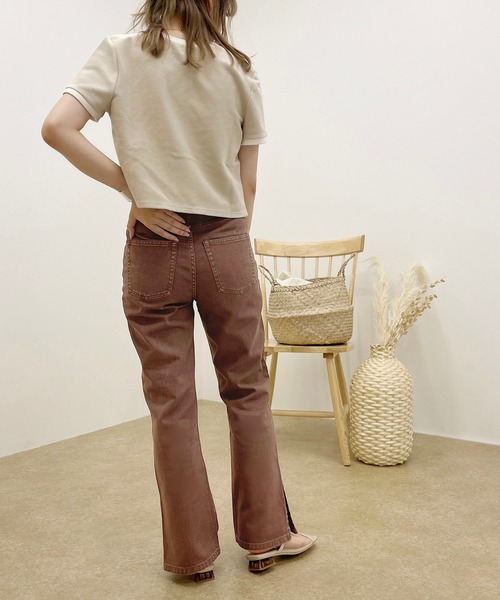 apres jour clair（アプレジュールクレア）の「【apres jour clair】スリットフレアデニム【ZOZOTOWN限定アイテム】（デニムパンツ・レディース・ピンク/インディゴブルー/ライトブルー/ブラウン・MEDIUM/X-LARGE/SMALL）」の17枚目の写真