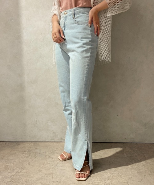 apres jour clair（アプレジュールクレア）の「【apres jour clair】スリットフレアデニム【ZOZOTOWN限定アイテム】（デニムパンツ・レディース・ピンク/インディゴブルー/ライトブルー/ブラウン・MEDIUM/X-LARGE/SMALL）」の10枚目の写真