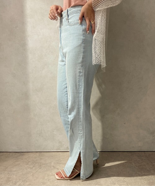 apres jour clair（アプレジュールクレア）の「【apres jour clair】スリットフレアデニム【ZOZOTOWN限定アイテム】（デニムパンツ・レディース・ピンク/インディゴブルー/ライトブルー/ブラウン・MEDIUM/X-LARGE/SMALL）」の9枚目の写真