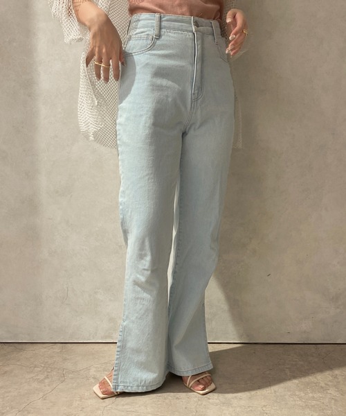 apres jour clair（アプレジュールクレア）の「【apres jour clair】スリットフレアデニム【ZOZOTOWN限定アイテム】（デニムパンツ・レディース・ピンク/インディゴブルー/ライトブルー/ブラウン・MEDIUM/X-LARGE/SMALL）」の12枚目の写真