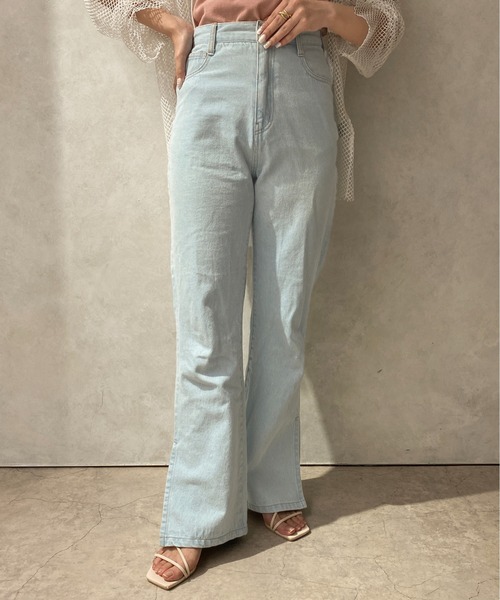 apres jour clair（アプレジュールクレア）の「【apres jour clair】スリットフレアデニム【ZOZOTOWN限定アイテム】（デニムパンツ・レディース・ピンク/インディゴブルー/ライトブルー/ブラウン・MEDIUM/X-LARGE/SMALL）」の11枚目の写真