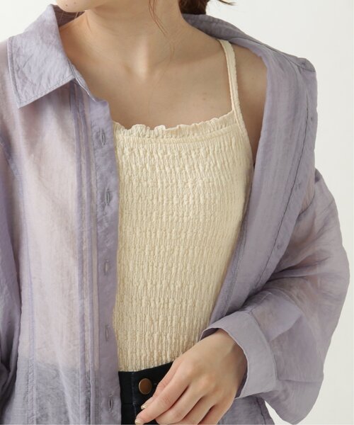 RAY CASSIN（レイカズン）の「くしゅくしゅカップ付きキャミ（キャミソール・レディース・ブラウン/オレンジ/キナリ/ベージュ・FREE）」の2枚目の写真