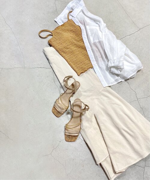 RAY CASSIN（レイカズン）の「くしゅくしゅカップ付きキャミ（キャミソール・レディース・ブラウン/オレンジ/キナリ/ベージュ・FREE）」の8枚目の写真