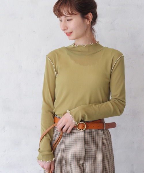 Crisp yours（クリスプユアーズ）の「メロウメッシュTシャツ（Tシャツ/カットソー・レディース・カーキ/アイボリー/テラコッタ・FREE）」の3枚目の写真