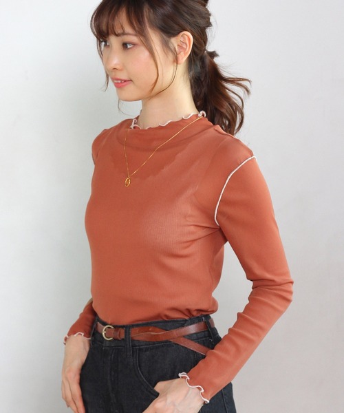 Crisp yours（クリスプユアーズ）の「メロウメッシュTシャツ（Tシャツ/カットソー・レディース・カーキ/アイボリー/テラコッタ・FREE）」の15枚目の写真