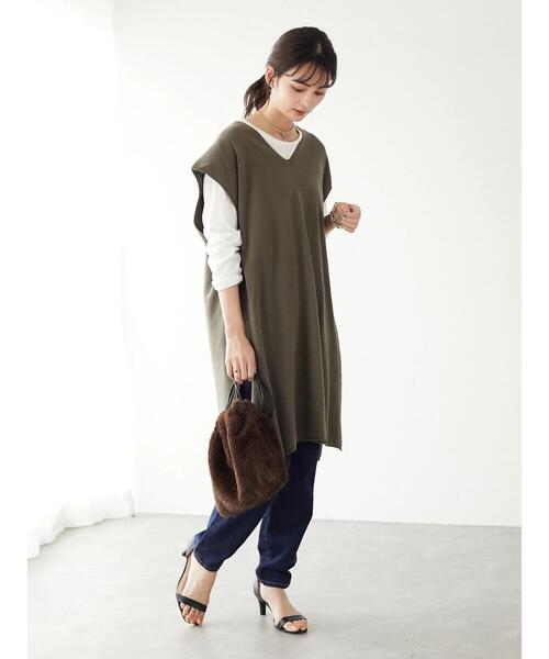 CRAFT STANDARD BOUTIQUE（クラフトスタンダードブティック）の「ジレニットワンピース　＊◇（ベスト・レディース・ブラック/モカ/オリーブ・FREE）」の20枚目の写真