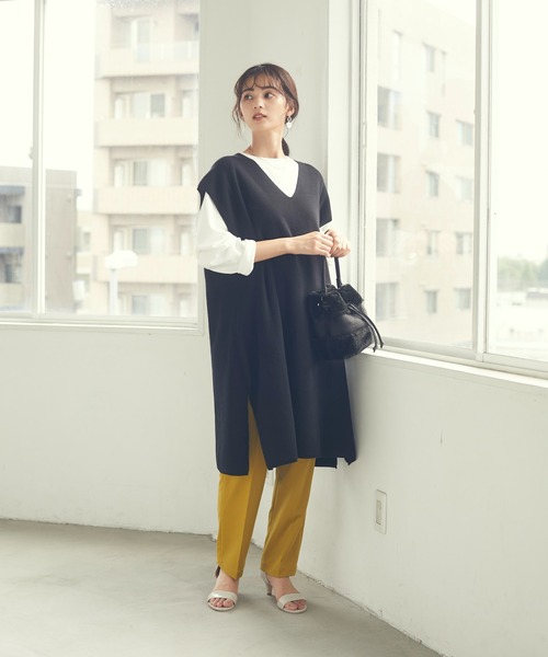 CRAFT STANDARD BOUTIQUE（クラフトスタンダードブティック）の「ジレニットワンピース　＊◇（ベスト・レディース・ブラック/モカ/オリーブ・FREE）」の6枚目の写真