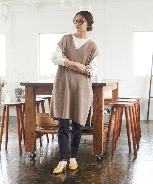 CRAFT STANDARD BOUTIQUE（クラフトスタンダードブティック）の「ジレニットワンピース　＊◇（ベスト・レディース・ブラック/モカ/オリーブ・FREE）」の15枚目の写真