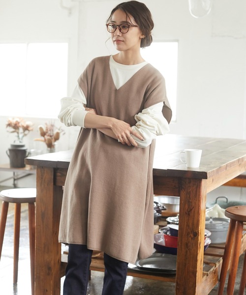 CRAFT STANDARD BOUTIQUE（クラフトスタンダードブティック）の「ジレニットワンピース　＊◇（ベスト・レディース・ブラック/モカ/オリーブ・FREE）」の17枚目の写真