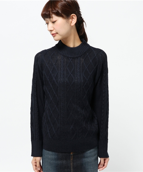 Kastane(カスタネ)の「【Kastane】ハイネックケーブルプルオーバー(ニット/セーター・レディース・ピンク/ネイビー/オフホワイト/グレー・FREE)」の5枚目の写真