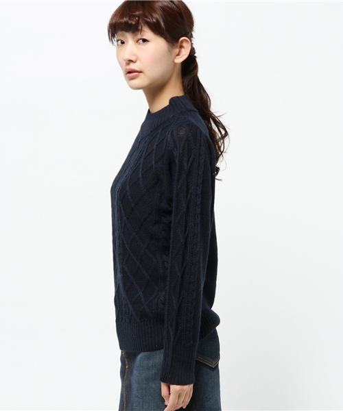 Kastane(カスタネ)の「【Kastane】ハイネックケーブルプルオーバー(ニット/セーター・レディース・ピンク/ネイビー/オフホワイト/グレー・FREE)」の6枚目の写真