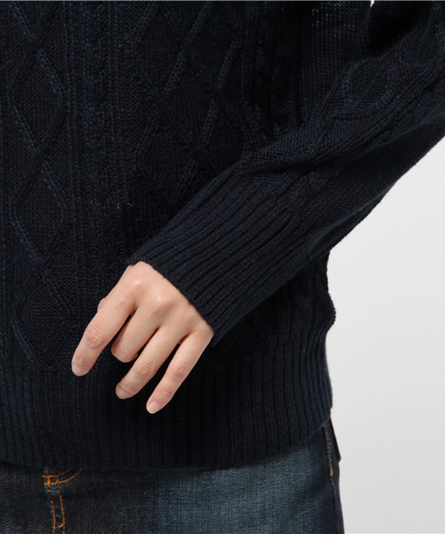 Kastane(カスタネ)の「【Kastane】ハイネックケーブルプルオーバー(ニット/セーター・レディース・ピンク/ネイビー/オフホワイト/グレー・FREE)」の9枚目の写真