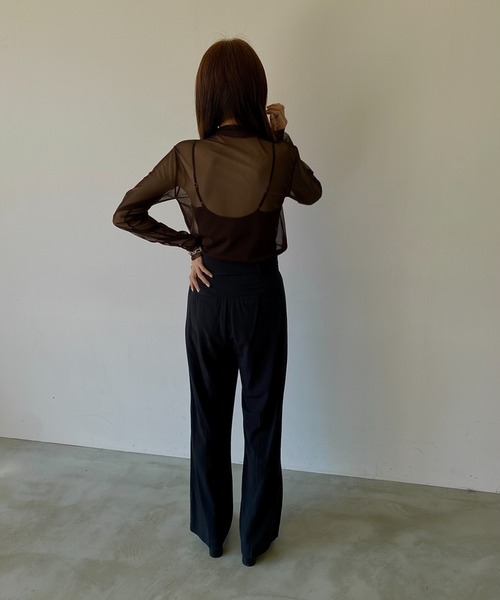 VACANCY(ヴァカンシー)の「タートルネックシアーカラーインナー(Tシャツ/カットソー・レディース・ブラック/パープル/ブラウン/グリーン/グレイッシュベージュ/ブルー/ピンク/ライトグリーン/オレンジ・FREE)」の12枚目の写真