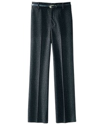 合皮ベルト付モイスチャーツイル美脚ワイドパンツ
