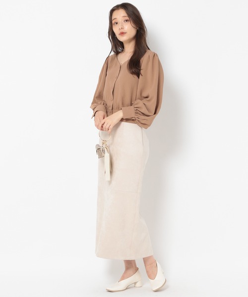 mysty woman(ミスティウーマン)の「楊柳フェミニンブラウス 236585(シャツ/ブラウス・レディース・ブラック/グリーン/キャメル・FREE)」の7枚目の写真