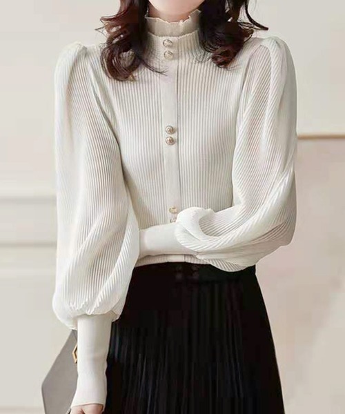 Primazel（プリマゼル）の「バルーンスリーブ袖コンシャスハイネックニットトップス（ニット/セーター・レディース・ホワイト/ベージュ/テラコッタ/ブラック・M）」の2枚目の写真