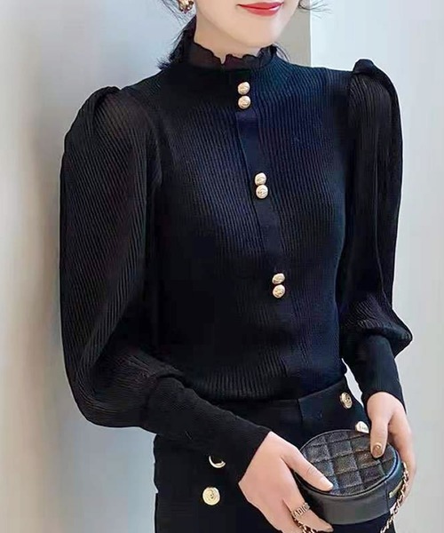 Primazel（プリマゼル）の「バルーンスリーブ袖コンシャスハイネックニットトップス（ニット/セーター・レディース・ホワイト/ベージュ/テラコッタ/ブラック・M）」の3枚目の写真