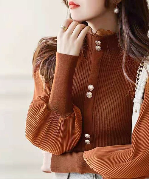 Primazel（プリマゼル）の「バルーンスリーブ袖コンシャスハイネックニットトップス（ニット/セーター・レディース・ホワイト/ベージュ/テラコッタ/ブラック・M）」の17枚目の写真