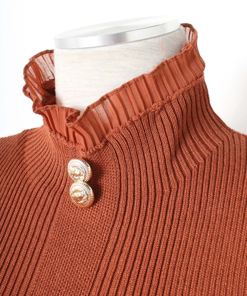 Primazel（プリマゼル）の「バルーンスリーブ袖コンシャスハイネックニットトップス（ニット/セーター・レディース・ホワイト/ベージュ/テラコッタ/ブラック・M）」の19枚目の写真