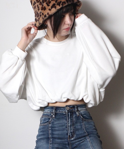 one way(ワンウェイ)の「【oneway Jenas】バルーンショートトレーナー(スウェット・レディース・ホワイト/ライトグレー/ブラック/ライトブラウン・FREE)」の2枚目の写真