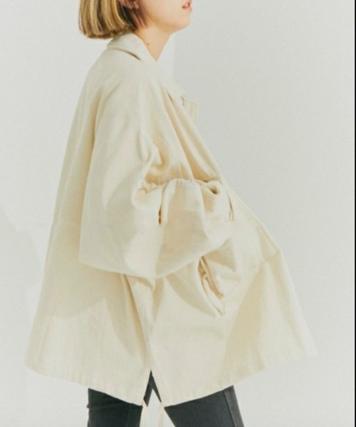 chuclla(チュクラ)の「【chuclla】【2021/AW】Cotton soutien collar jacket chwt21a01(その他アウター・レディース・クリーム/ブラック・FREE)」の1枚目の写真