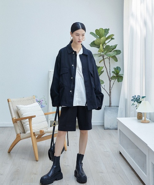 chuclla(チュクラ)の「【chuclla】【2021/AW】Cotton soutien collar jacket chwt21a01(その他アウター・レディース・クリーム/ブラック・FREE)」の4枚目の写真