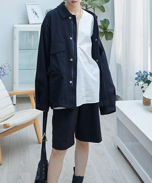 chuclla(チュクラ)の「【chuclla】【2021/AW】Cotton soutien collar jacket chwt21a01(その他アウター・レディース・クリーム/ブラック・FREE)」の6枚目の写真