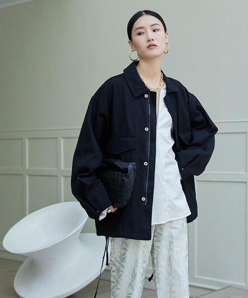 chuclla(チュクラ)の「【chuclla】【2021/AW】Cotton soutien collar jacket chwt21a01(その他アウター・レディース・クリーム/ブラック・FREE)」の8枚目の写真