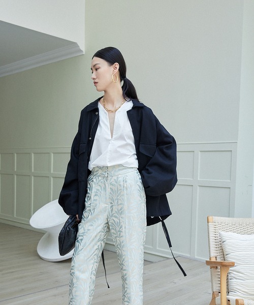 chuclla(チュクラ)の「【chuclla】【2021/AW】Cotton soutien collar jacket chwt21a01(その他アウター・レディース・クリーム/ブラック・FREE)」の9枚目の写真