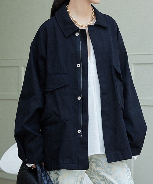 chuclla(チュクラ)の「【chuclla】【2021/AW】Cotton soutien collar jacket chwt21a01(その他アウター・レディース・クリーム/ブラック・FREE)」の12枚目の写真