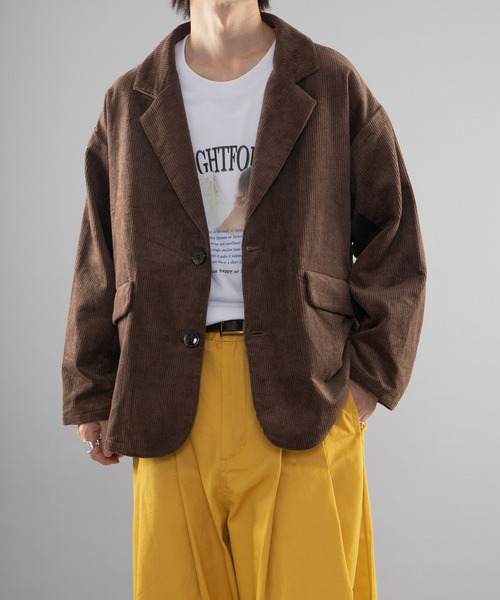 kutir（クティール）の「コーデュロイルーズジャケット【セットアップ着用可】（テーラードジャケット・メンズ・ダークブラウン/ダークグリーン/ブラック・MEDIUM/LARGE）」の2枚目の写真