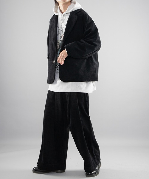 kutir（クティール）の「コーデュロイルーズジャケット【セットアップ着用可】（テーラードジャケット・メンズ・ダークブラウン/ダークグリーン/ブラック・MEDIUM/LARGE）」の8枚目の写真