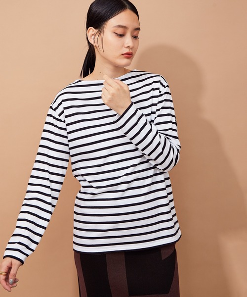 SAINT JAMES（セントジェームス）の「【SAINT JAMES】MORLAIX（Tシャツ/カットソー・レディース・ホワイト/ネイビー/ブラック系その他・1）」の2枚目の写真