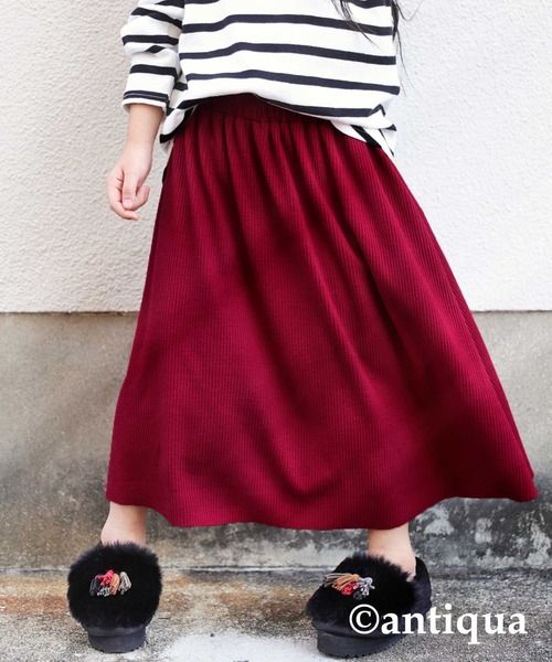antiqua（アンティカ）の「Ａラインセルフカットスカート（スカート・キッズ・ブラック/ブラウン/スモークピンク/レッド・4/6/3/5）」の4枚目の写真
