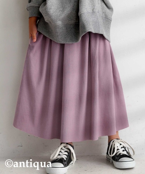 antiqua（アンティカ）の「Ａラインセルフカットスカート（スカート・キッズ・ブラック/ブラウン/スモークピンク/レッド・4/6/3/5）」の3枚目の写真