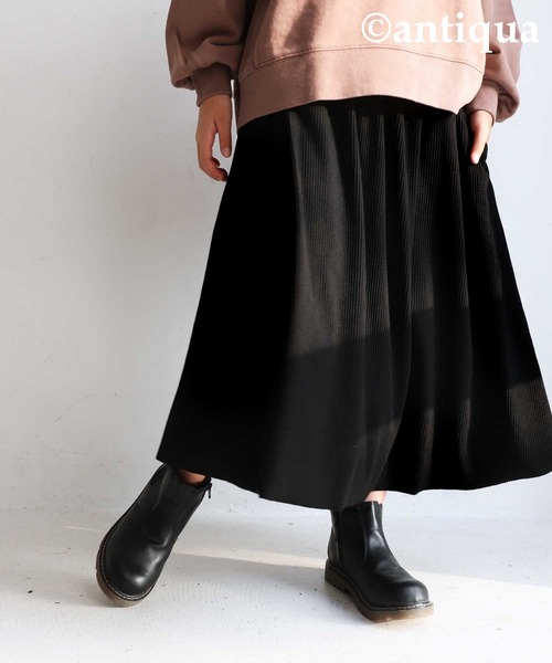 antiqua（アンティカ）の「Ａラインセルフカットスカート（スカート・キッズ・ブラック/ブラウン/スモークピンク/レッド・4/6/3/5）」の2枚目の写真