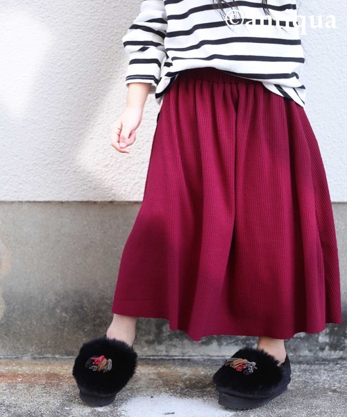 antiqua（アンティカ）の「Ａラインセルフカットスカート（スカート・キッズ・ブラック/ブラウン/スモークピンク/レッド・4/6/3/5）」の6枚目の写真