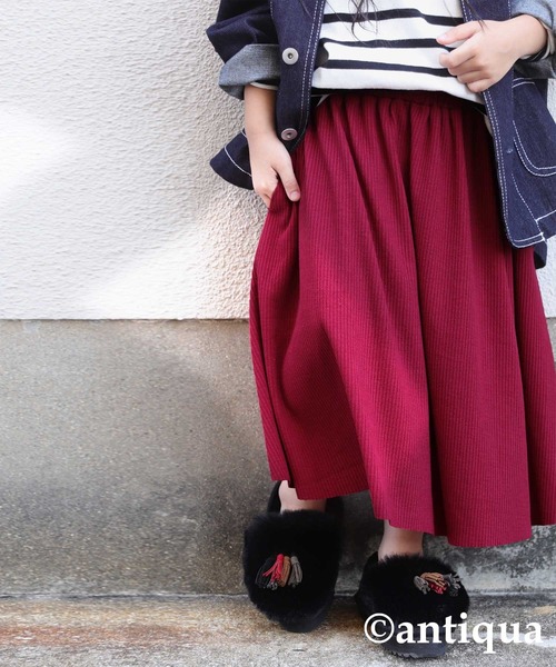 antiqua（アンティカ）の「Ａラインセルフカットスカート（スカート・キッズ・ブラック/ブラウン/スモークピンク/レッド・4/6/3/5）」の18枚目の写真