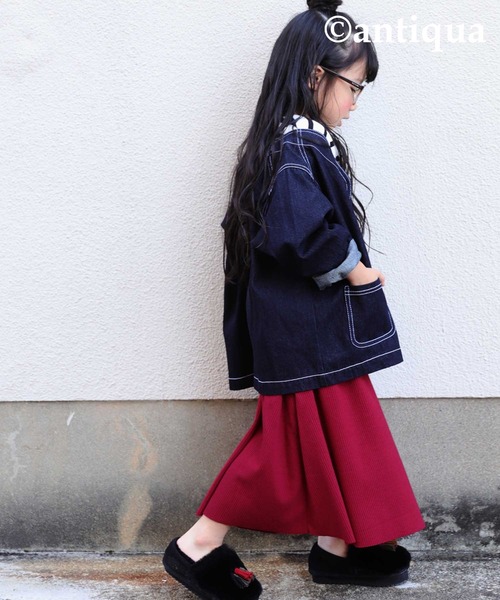 antiqua（アンティカ）の「Ａラインセルフカットスカート（スカート・キッズ・ブラック/ブラウン/スモークピンク/レッド・4/6/3/5）」の10枚目の写真