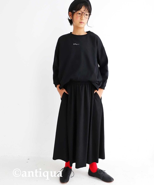 antiqua（アンティカ）の「Ａラインセルフカットスカート（スカート・キッズ・ブラック/ブラウン/スモークピンク/レッド・4/6/3/5）」の16枚目の写真