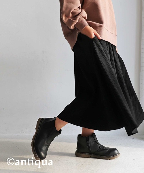 antiqua（アンティカ）の「Ａラインセルフカットスカート（スカート・キッズ・ブラック/ブラウン/スモークピンク/レッド・4/6/3/5）」の20枚目の写真