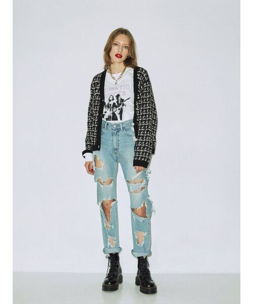 jouetie（ジュエティ）の「Vネックレトロカーディガン（カーディガン/ボレロ・レディース・ブラック/パープル/ボルドー・MEDIUM）」の4枚目の写真