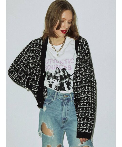 jouetie（ジュエティ）の「Vネックレトロカーディガン（カーディガン/ボレロ・レディース・ブラック/パープル/ボルドー・MEDIUM）」の16枚目の写真