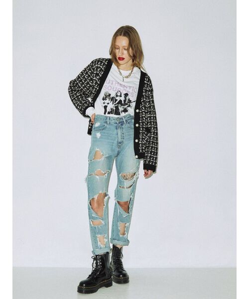 jouetie（ジュエティ）の「Vネックレトロカーディガン（カーディガン/ボレロ・レディース・ブラック/パープル/ボルドー・MEDIUM）」の6枚目の写真