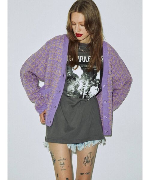 jouetie（ジュエティ）の「Vネックレトロカーディガン（カーディガン/ボレロ・レディース・ブラック/パープル/ボルドー・MEDIUM）」の10枚目の写真