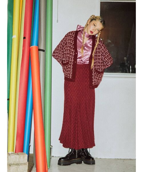 jouetie（ジュエティ）の「Vネックレトロカーディガン（カーディガン/ボレロ・レディース・ブラック/パープル/ボルドー・MEDIUM）」の11枚目の写真