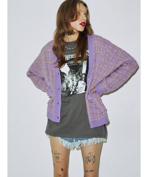 jouetie（ジュエティ）の「Vネックレトロカーディガン（カーディガン/ボレロ・レディース・ブラック/パープル/ボルドー・MEDIUM）」の21枚目の写真