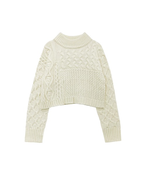 ADIRA(アディラ)の「ケーブルショートハイネックニット(ニット/セーター・レディース・アイボリー/ピンクベージュ/グリーン・MEDIUM)」の17枚目の写真